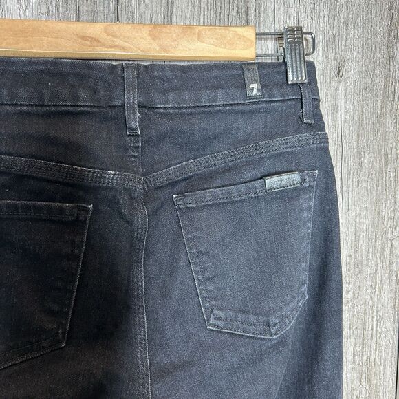 7 For All Mankind Jeans Size 26 Waist Skinny Rhinestone Pocket Rinsed Black - Picture 5 of 10